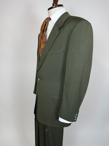 Completo anni '80 misto lana verde - tg. 48 drop alto