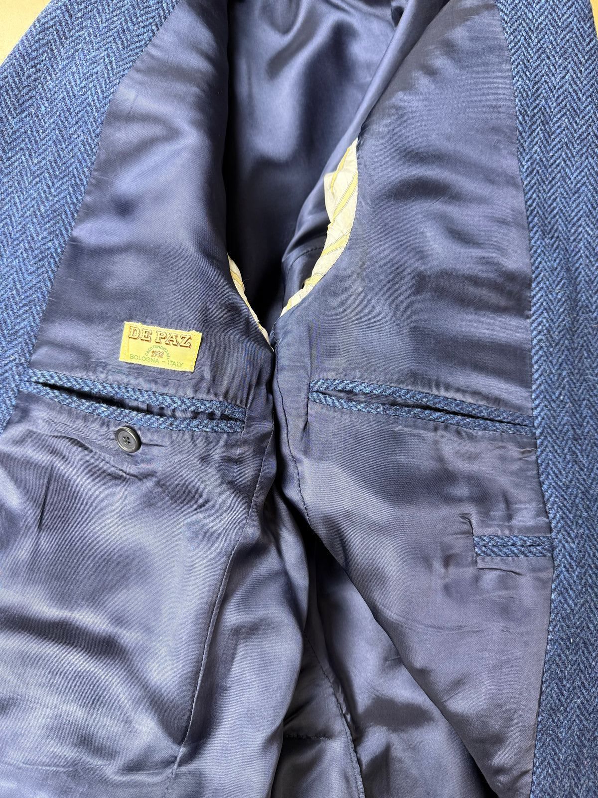 Giacca De Paz vintage tweed spigato blu - tg. 54