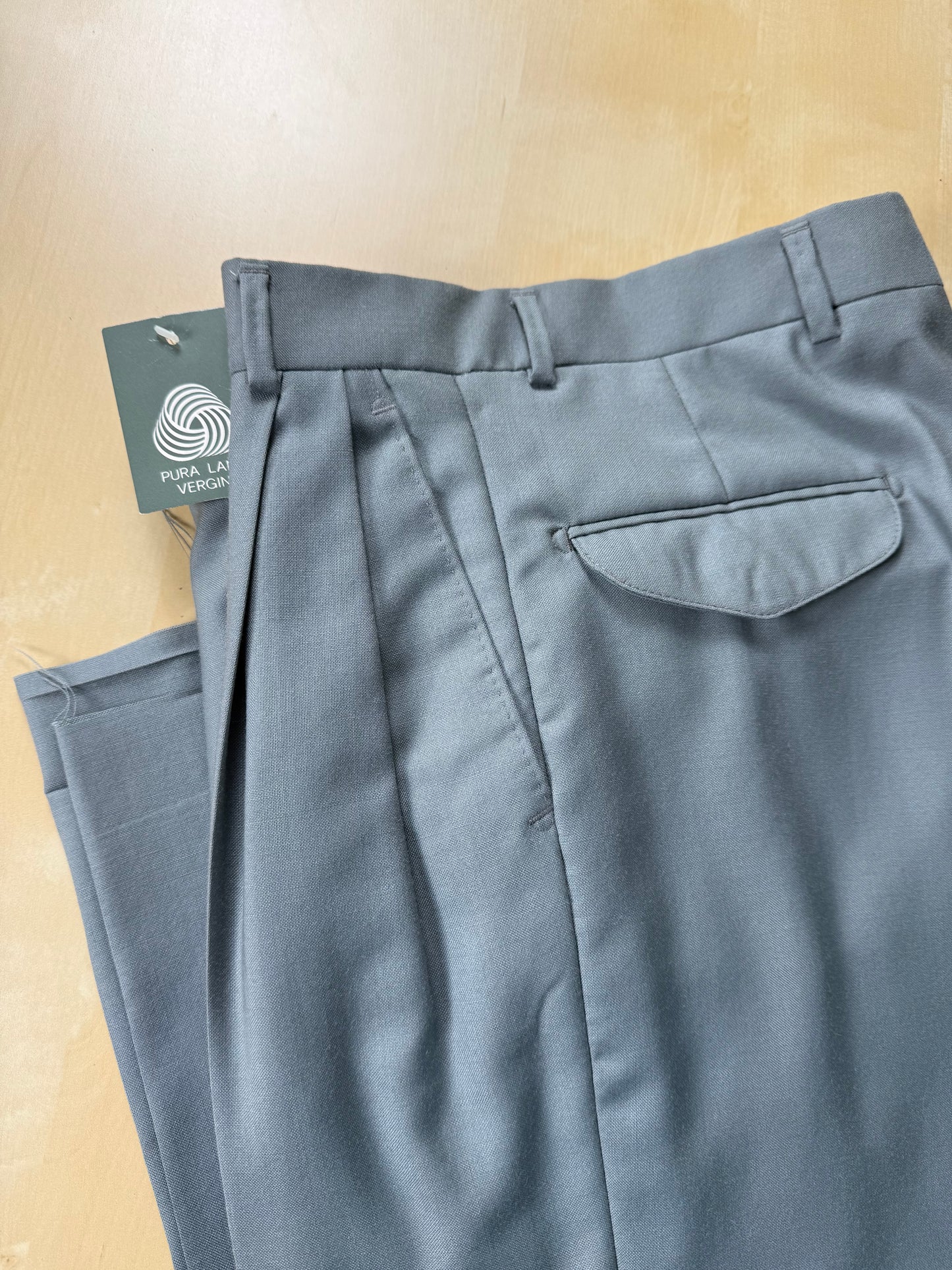 Pantaloni fresco lana verde salvia anni '80 (NOS) - tg. 44/46