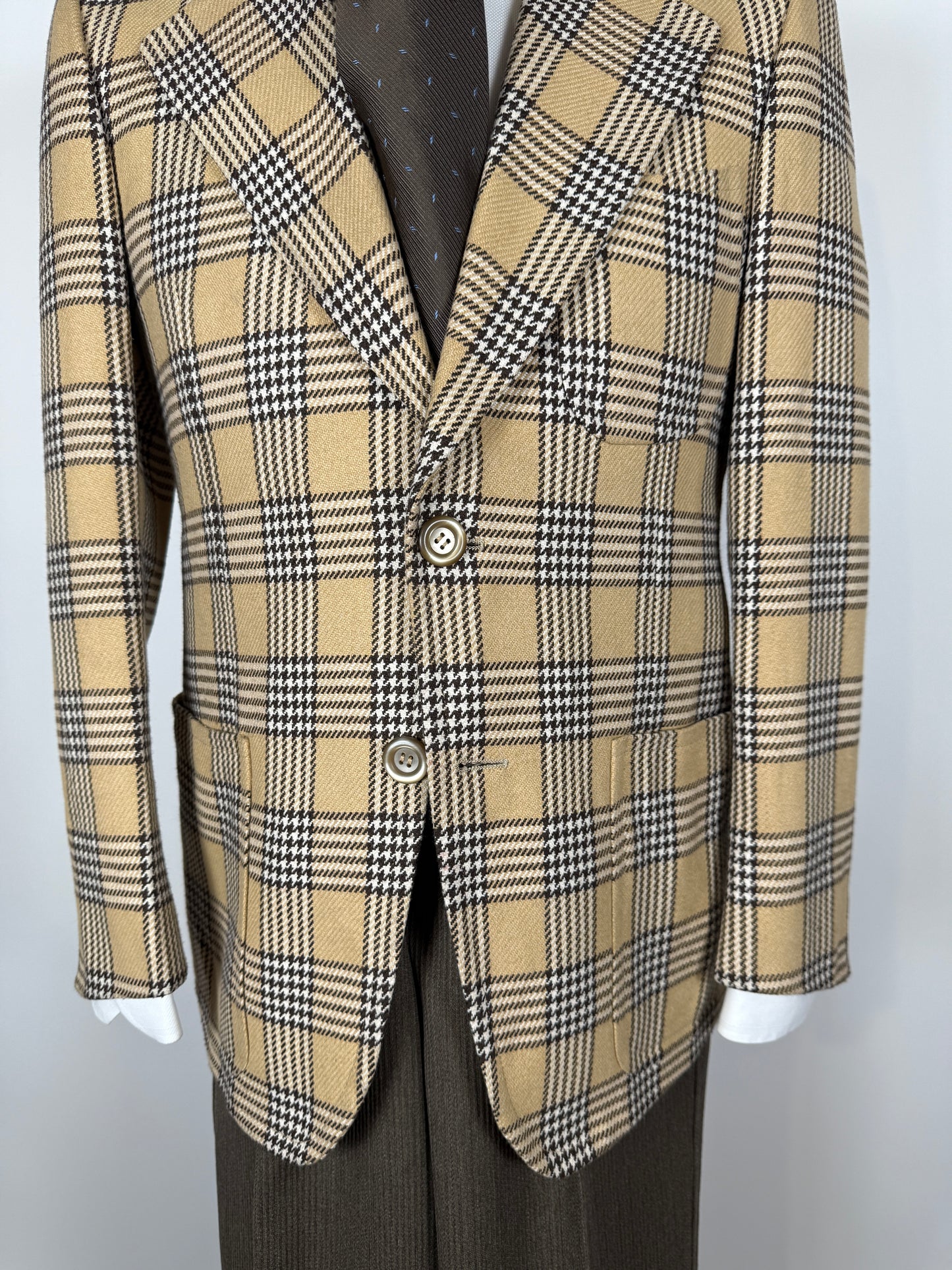 Giacca anni ‘70 beige a quadri - tg. 44/46