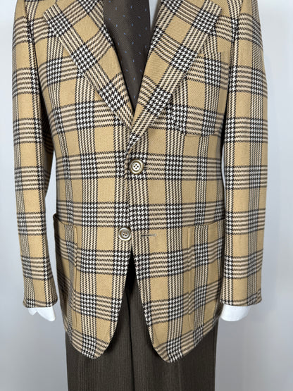 Giacca anni ‘70 beige a quadri - tg. 44/46