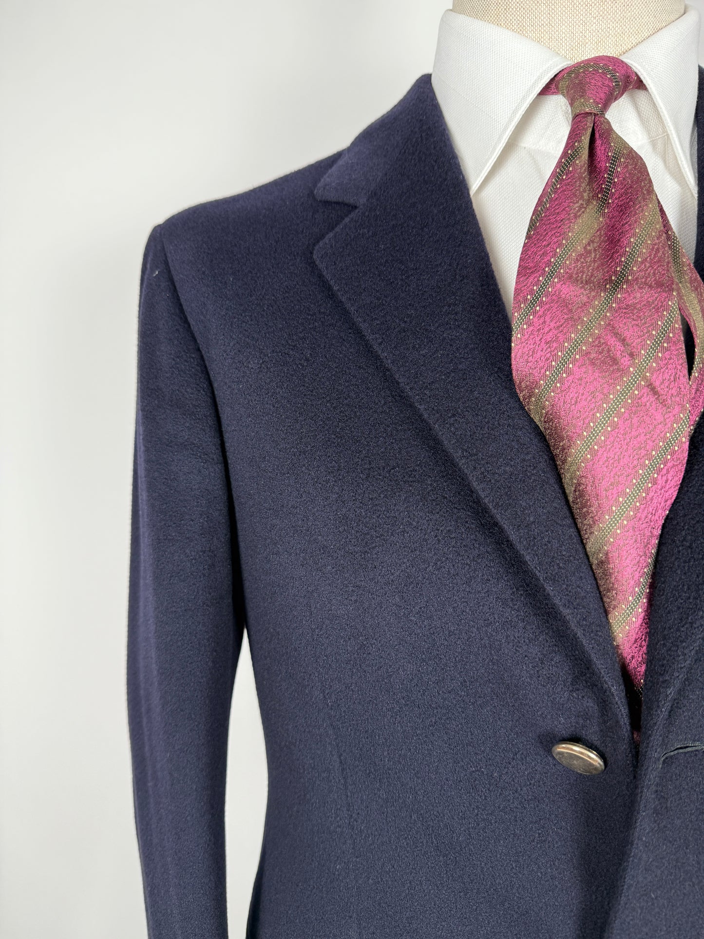 Navy blazer sartoriale anni ‘90 in panno lana e cashmere - tg. 48