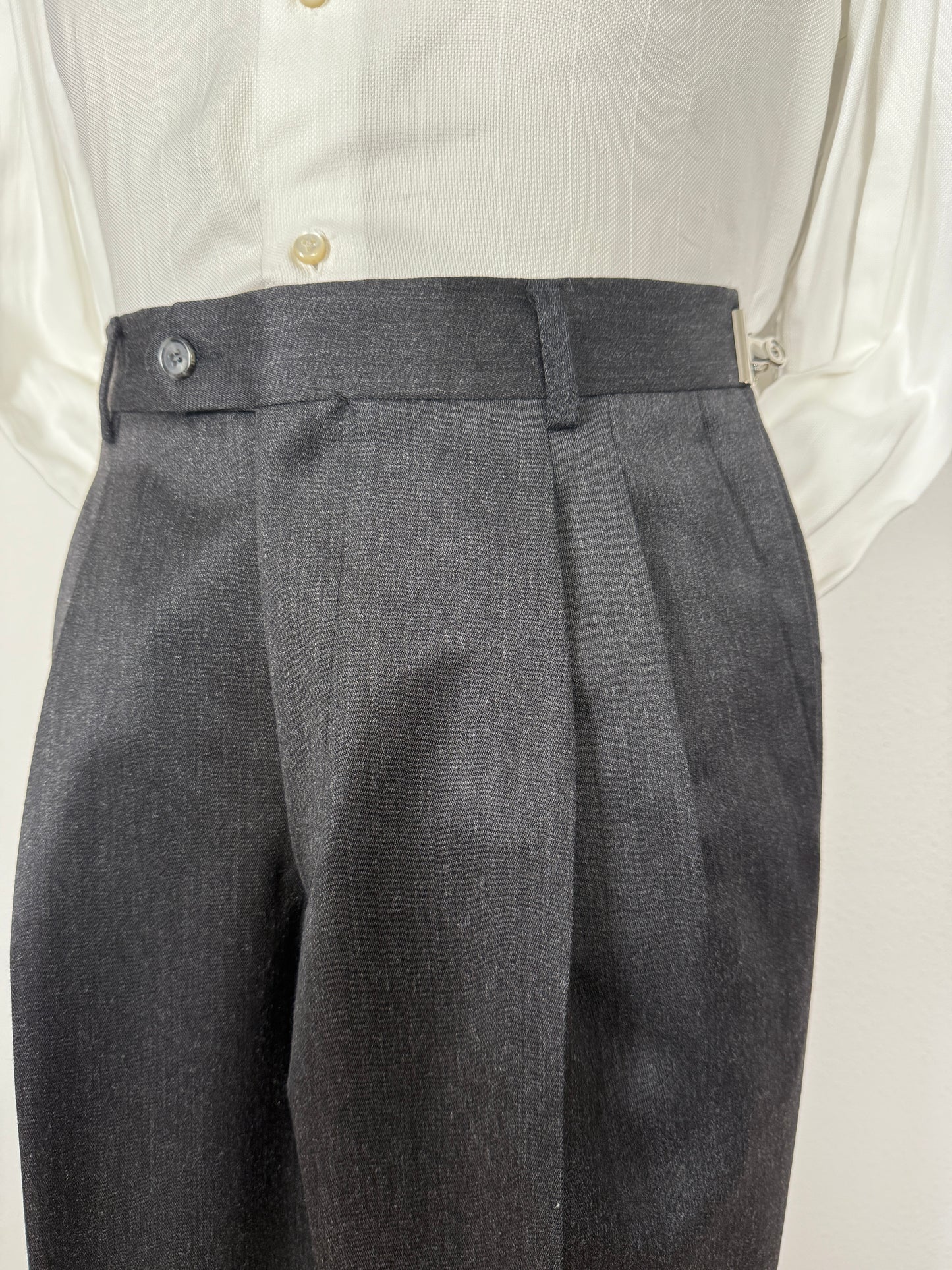 Completo 3 pezzi anni '90 in flanella grigio antracite - tg. 46/48