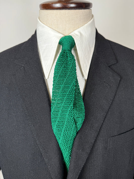 Cravatta in maglia di seta verde smeraldo