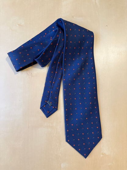 Cravatta Marinella navy micro fantasia fiori