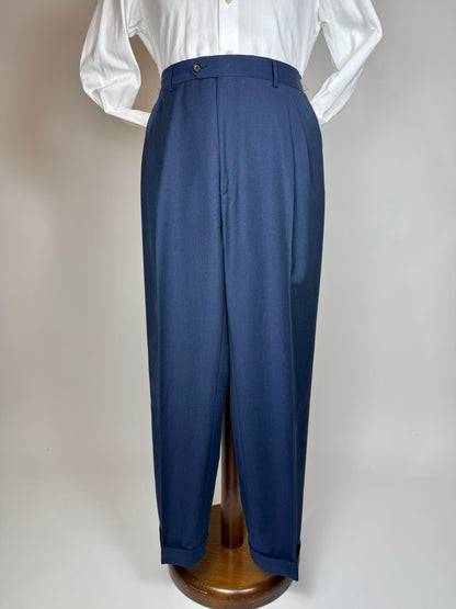 Pantaloni fresco lana blu anni '80 - tg. 48/50