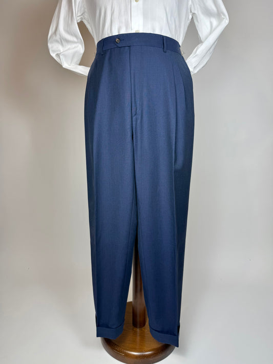 Pantaloni fresco lana blu anni '80 - tg. 48/50