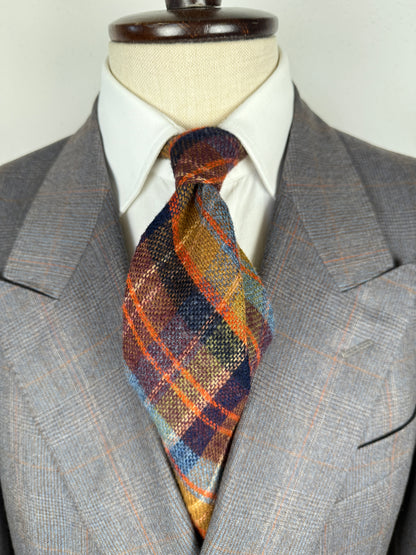 Cravatta anni ‘60 in lana tartan multicolore