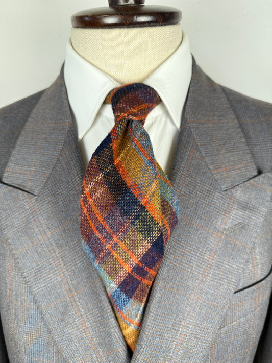 Cravatta anni ‘60 in lana tartan multicolore