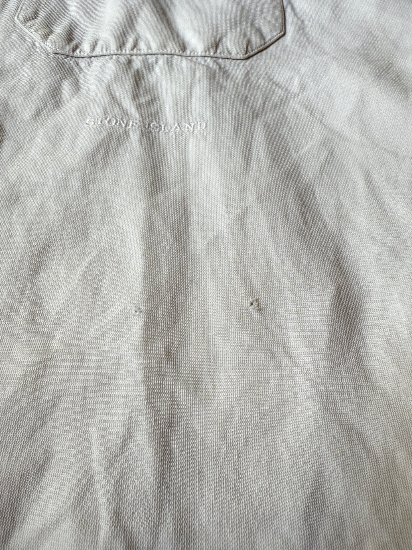 Camicia Stone Island bianca manica corta in cotone e lino (SS 2002) - L