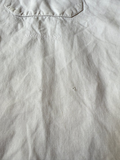 Camicia Stone Island bianca manica corta in cotone e lino (SS 2002) - L