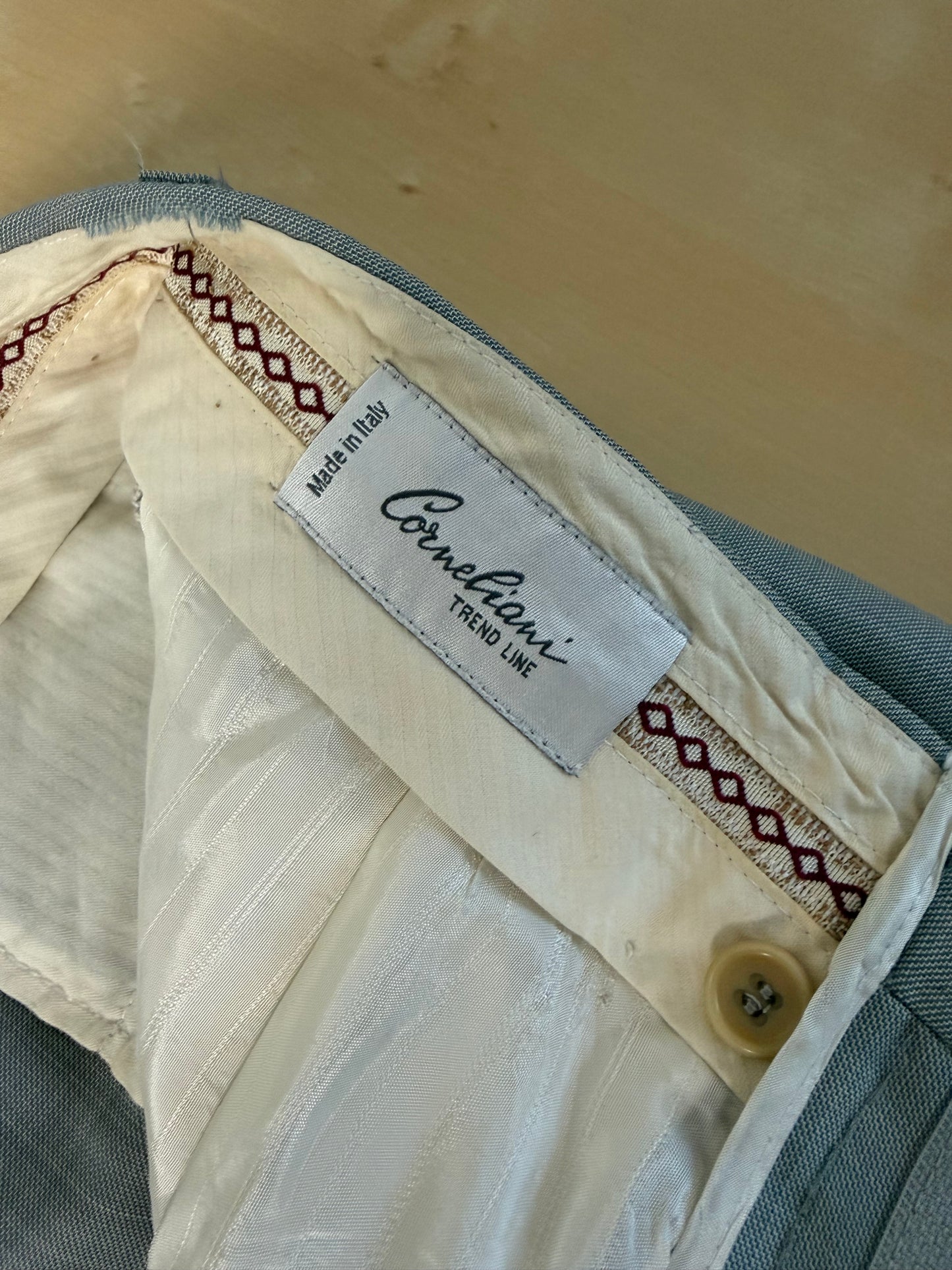 Completo estivo Corneliani anni '80 fresco lana azzurro polvere - tg. 50 drop 7