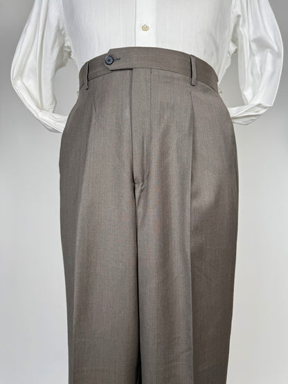 Pantaloni fresco lana cachi-marrone anni '90 (NOS) - tg. 50/52