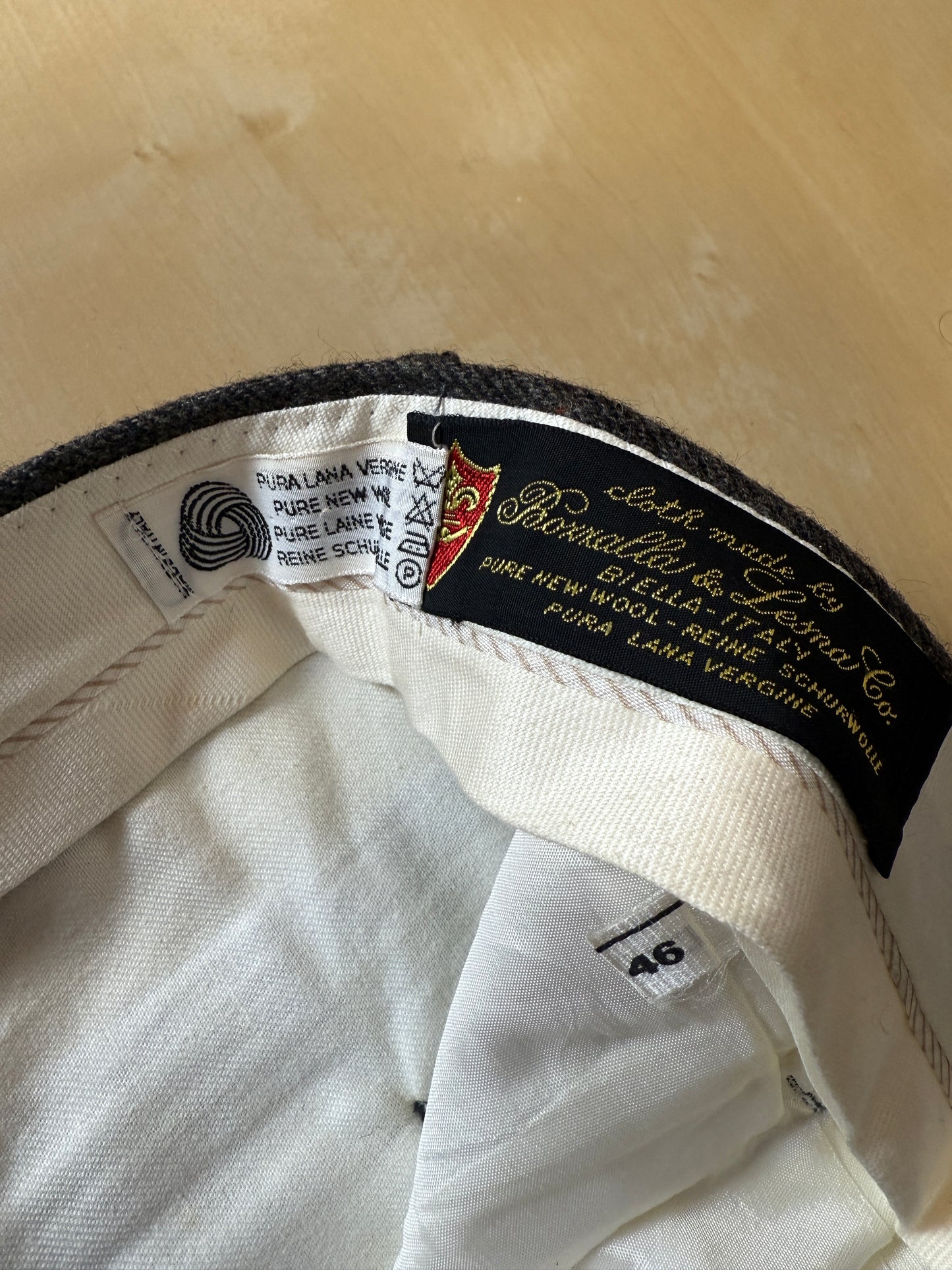 Pantaloni in tweed spinato donegal cachi/marrone (NOS) - tg. 46