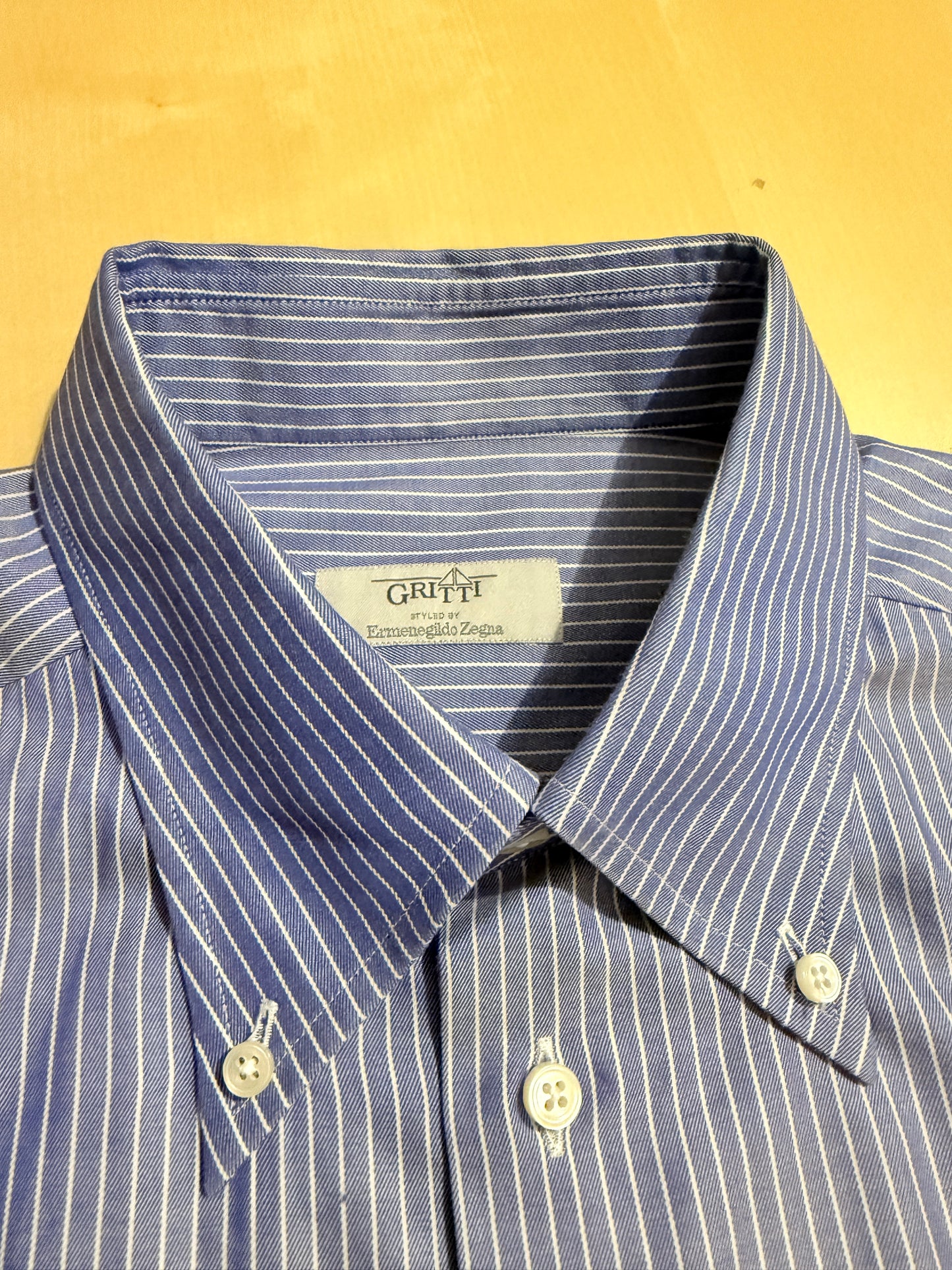 Camicia Ermenegildo Zegna Gritti blu riga in twill ritorto - L collo 42