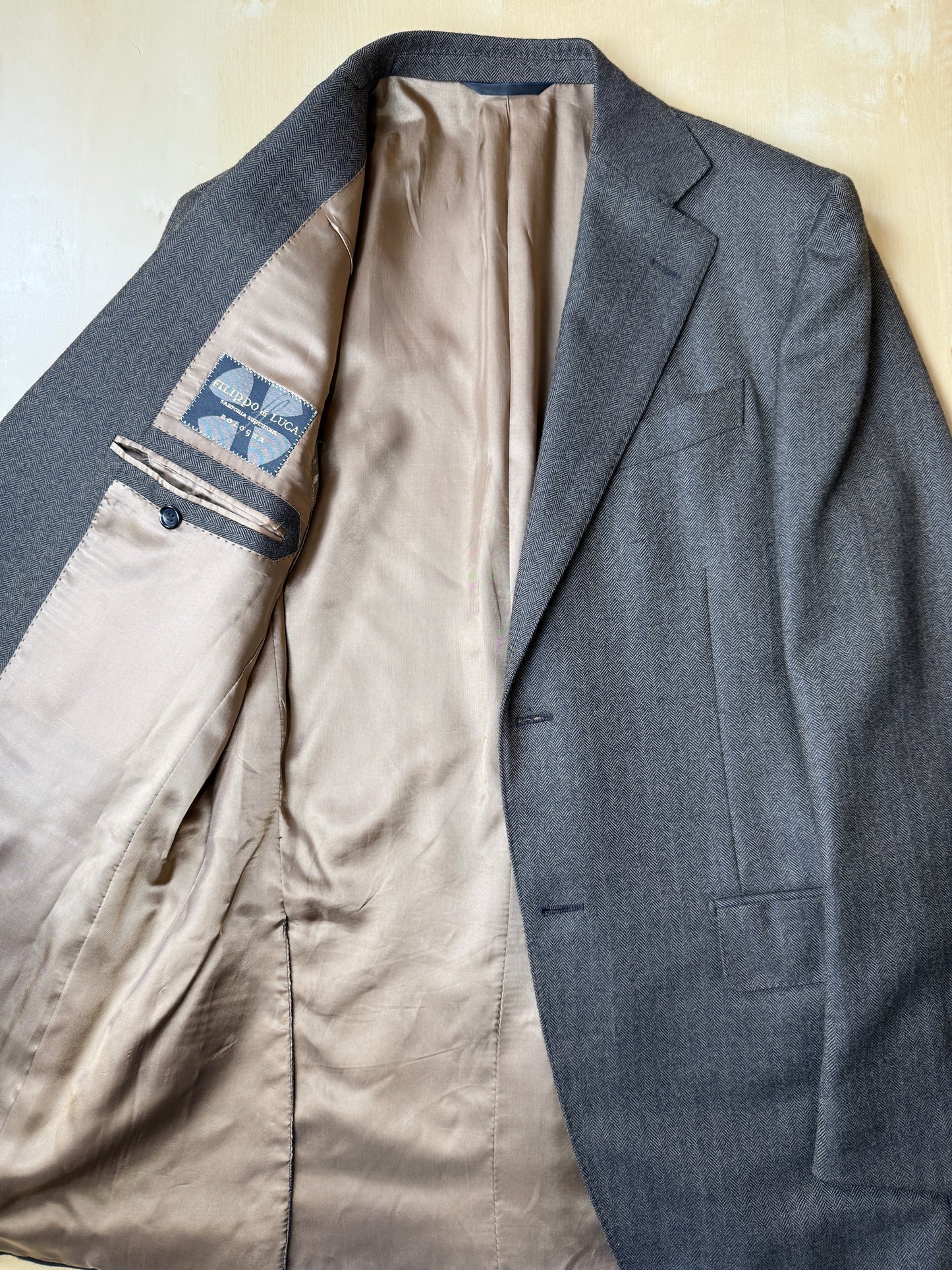 Giacca in lana e cashmere marrone spigato - tg. 44/46