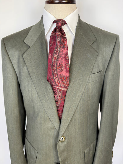 Completo anni ‘80 in lana pettinata verde mélange - tg. 48