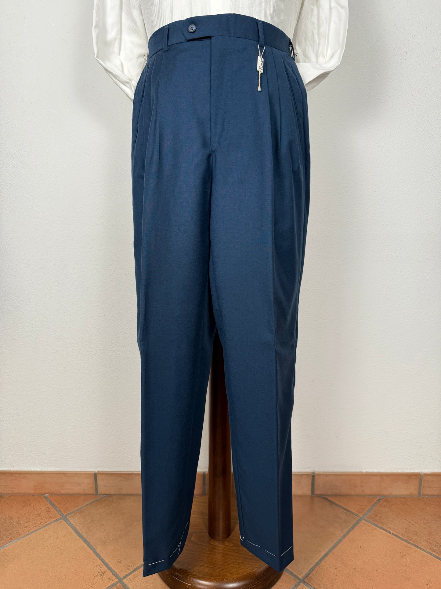 Pantalone anni ‘80 in fresco lana color petrolio (NOS) - tg. 46