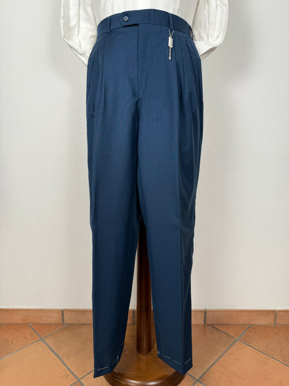 Pantalone anni ‘80 in fresco lana color petrolio (NOS) - tg. 46
