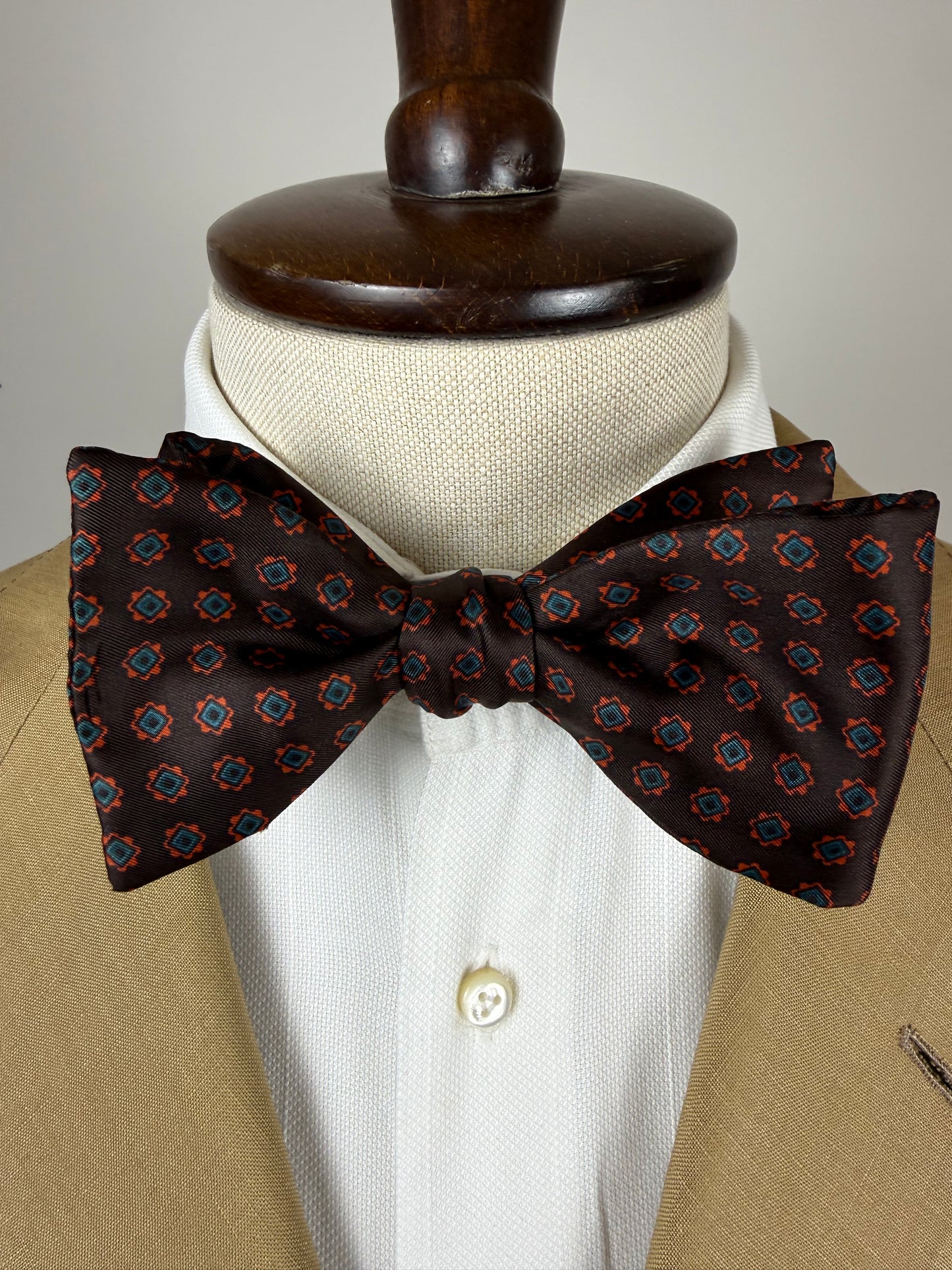 Papillon vintage marrone micro fantasia fiori