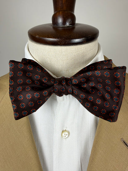 Papillon vintage marrone micro fantasia fiori