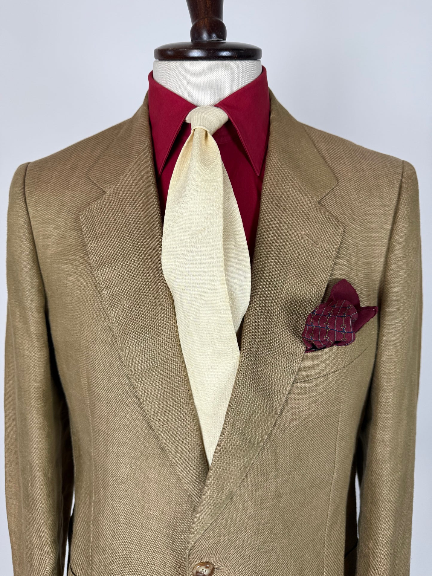 Completo anni '70 misto lino color corda - tg. 50