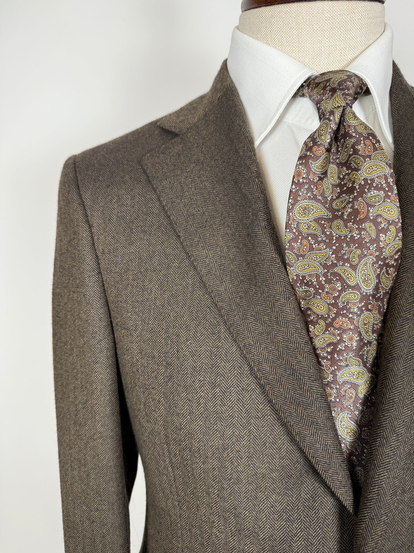 Giacca in lana e cashmere marrone spigato - tg. 44/46