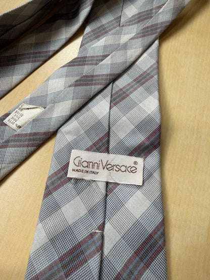 Cravatta Versace vintage quadri seta e cotone
