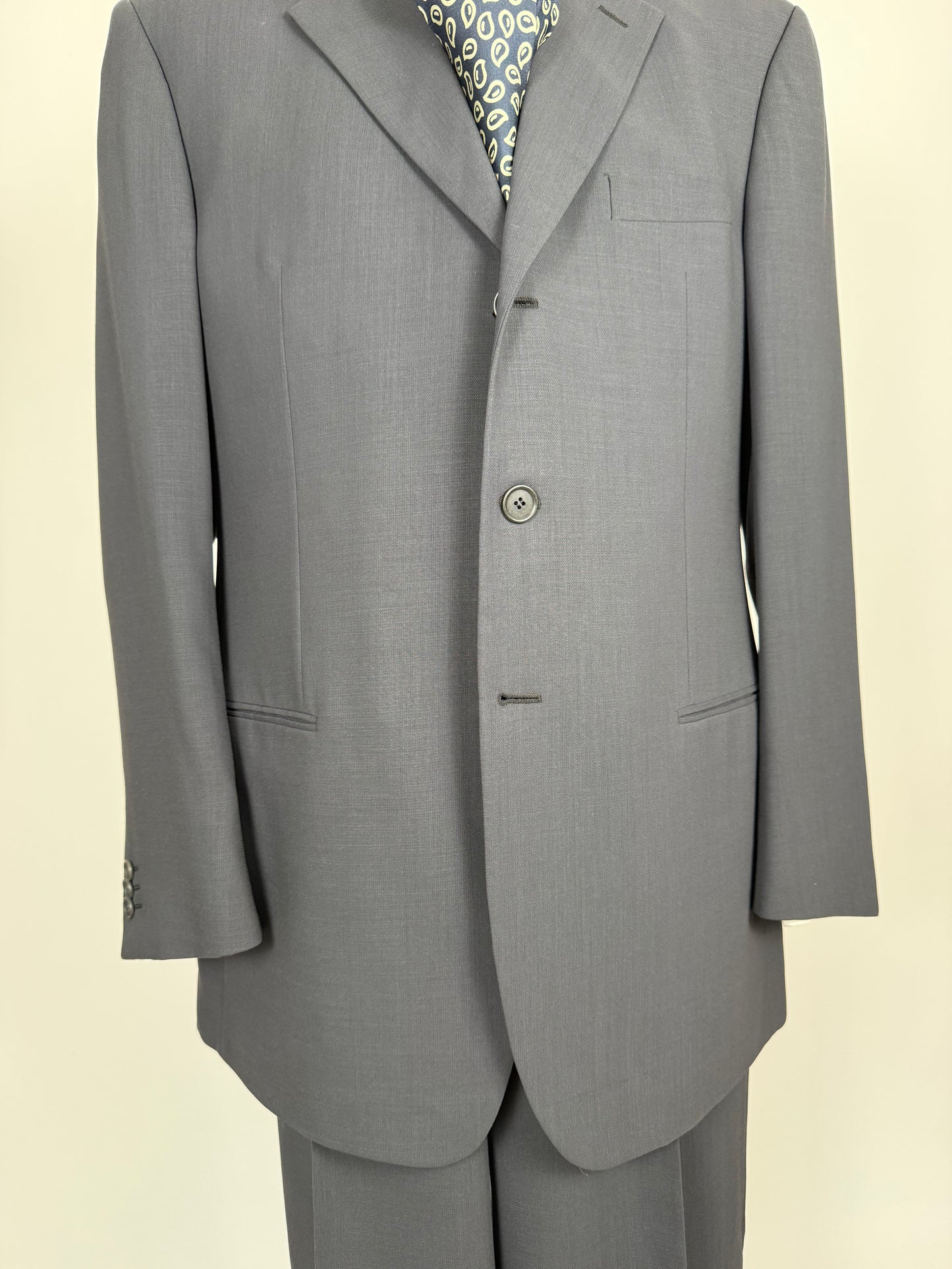 Completo Armani anni '90 fresco lana grigio petrolio - tg. 54