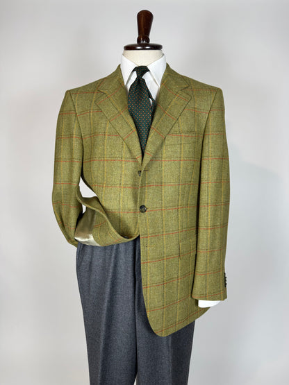 Giacca De Paz tweed verde cachi finestrato - tg. 52