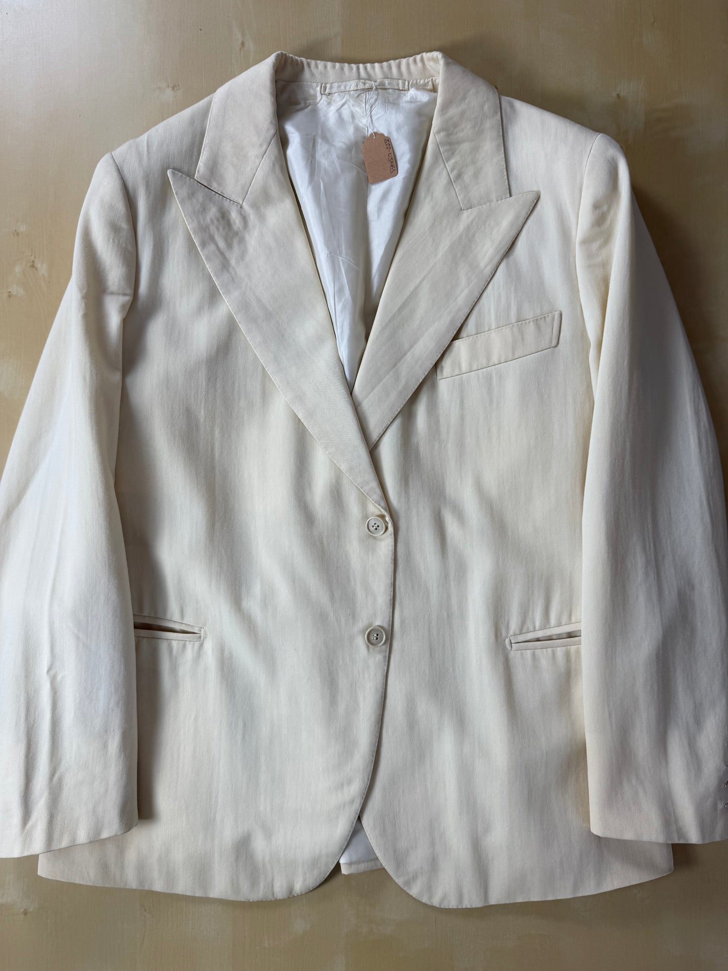 Giacca sartoriale twill bianco panna anni '60/'70 - tg. 52/54 drop basso