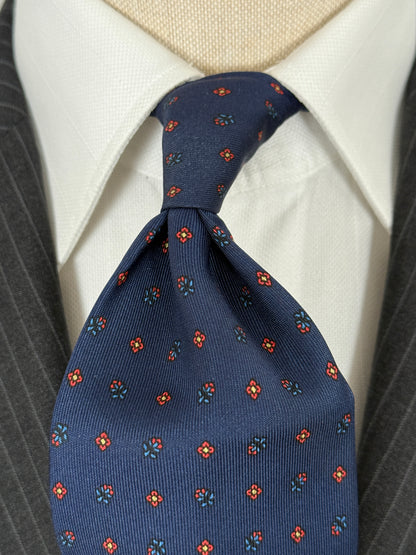 Cravatta Marinella navy micro fantasia fiori