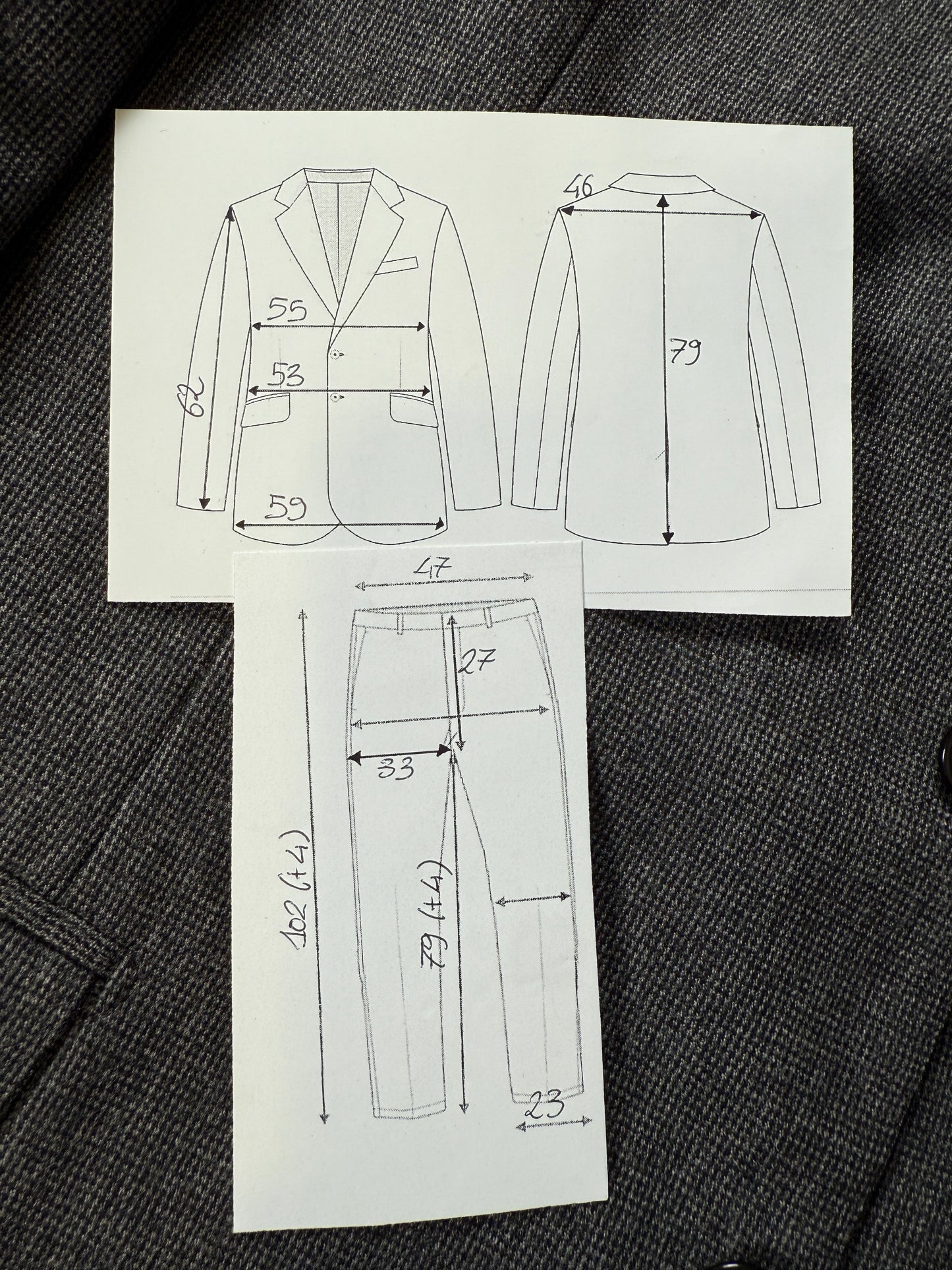 Completo sartoriale flanella grigia anni ‘60/‘70 - tg. 50