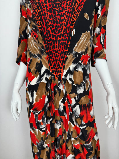 Abito anni ‘80 in pura seta animalier/astratto - tg. 42/44