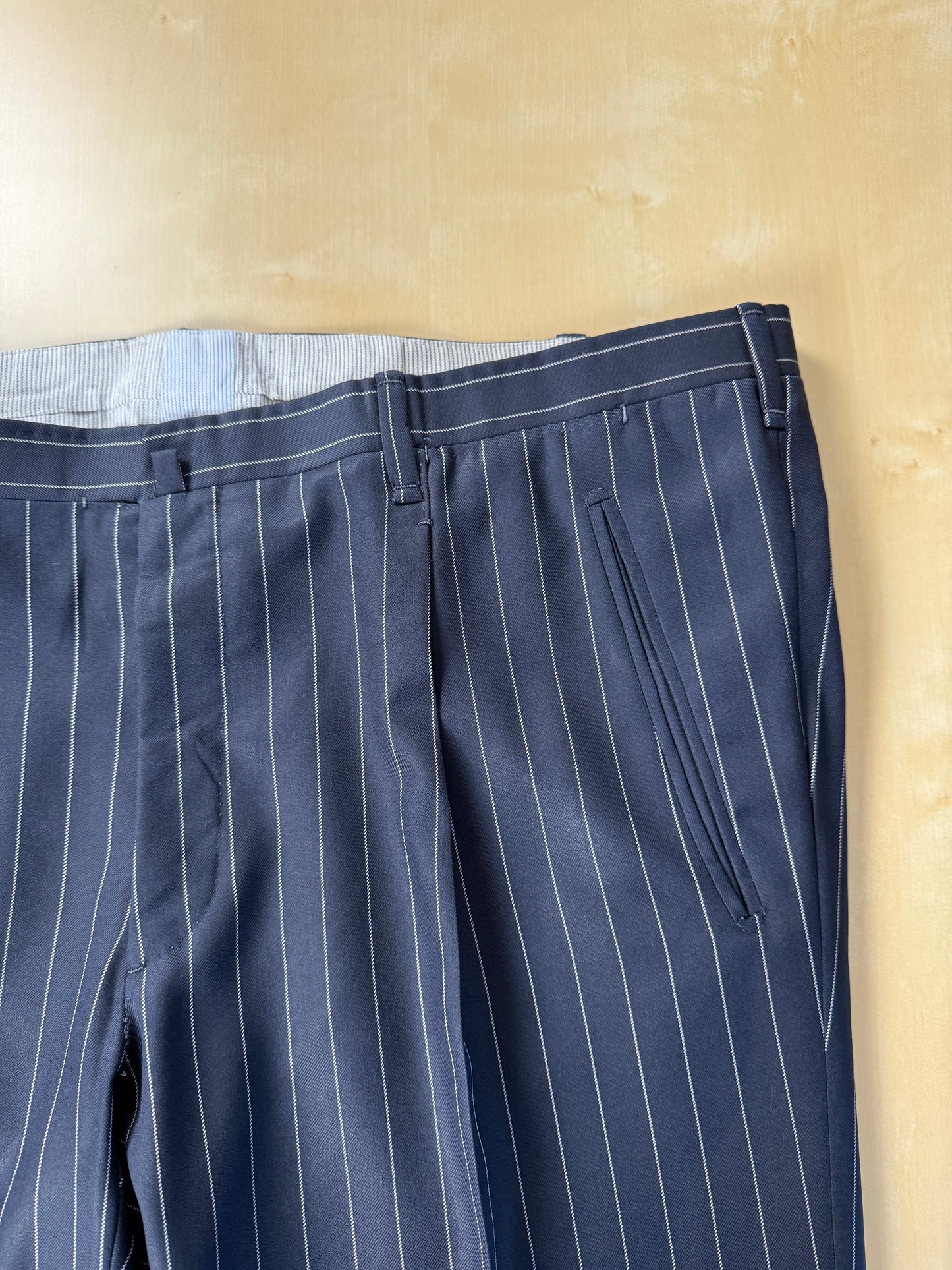 Completo sartoriale flanella pettinata blu gessato - tg. 56 drop 0-2