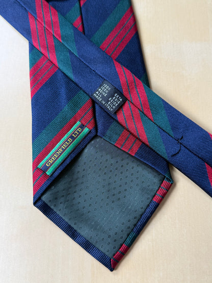 Cravatta regimental vintage navy verde e rosso
