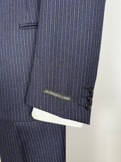 Completo Marzotto anni ‘70/‘80 in flanella blu gessato (NOS) - tg. 44