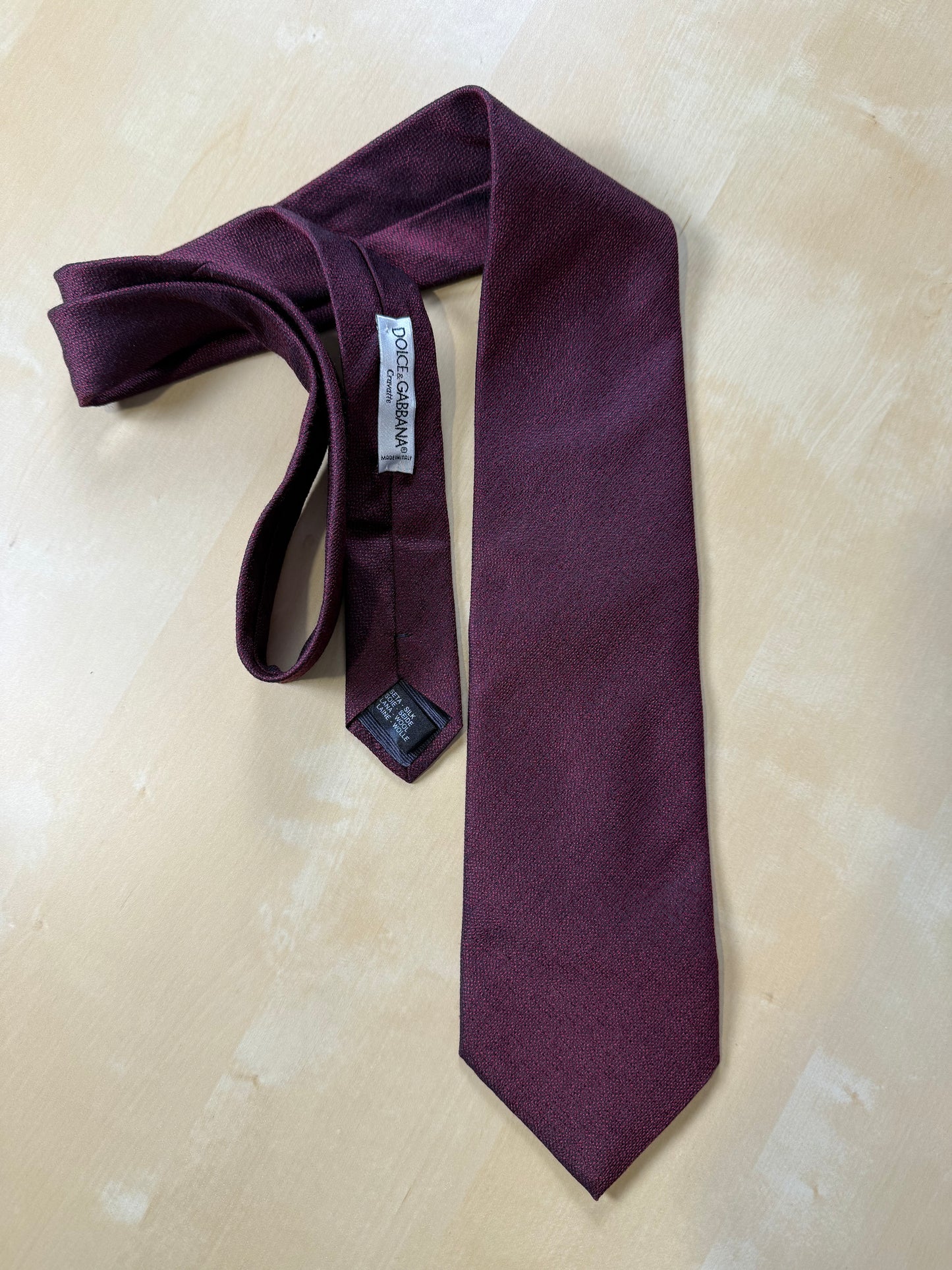 Cravatta Dolce & Gabbana bordeaux seta e lana
