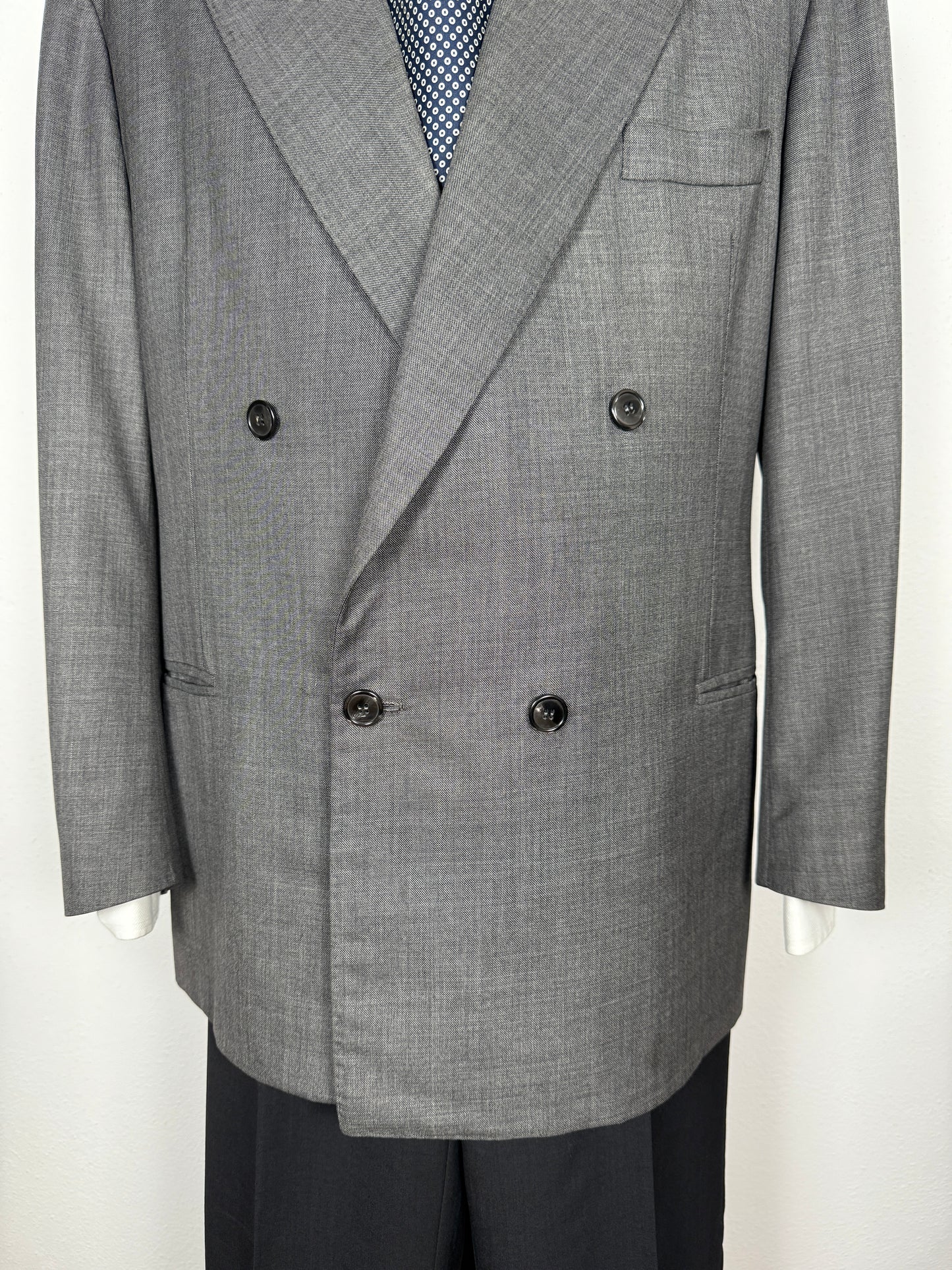 Giacca doppiopetto sartoriale anni '90 in grisaglia - tg. 56