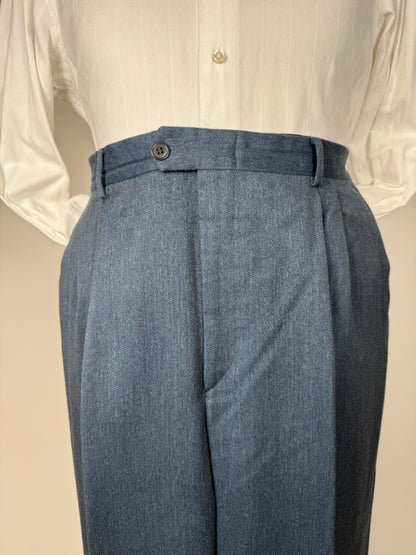 Pantaloni anni ‘80 flanella blu-azzurro mélange - tg. 56