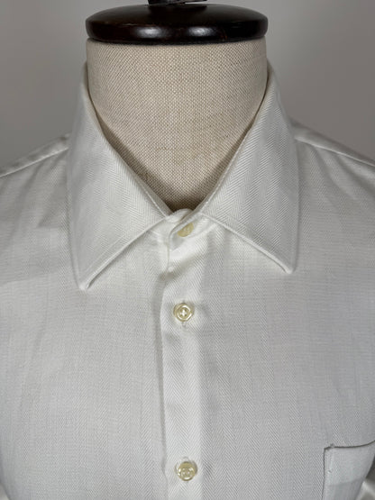 Camicia bianca cotone herringbone - XL collo 45