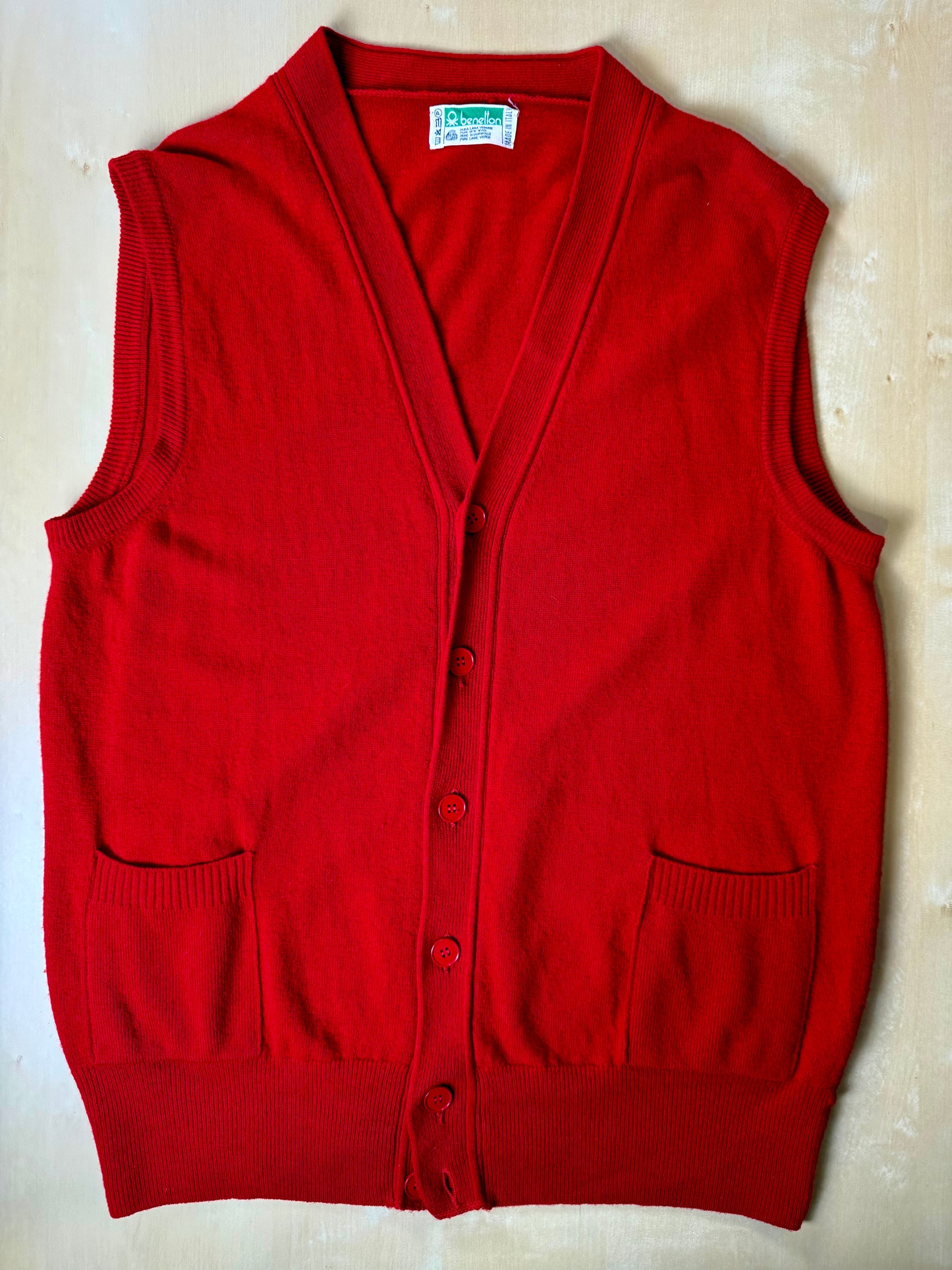 Gilet rosso pura lana vergine - L