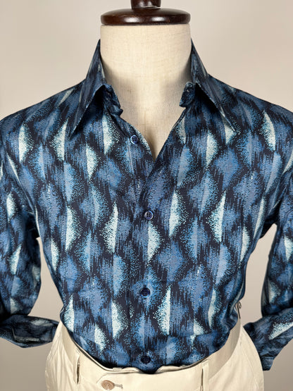 Camicia anni '70 optical in pura seta - S collo 40