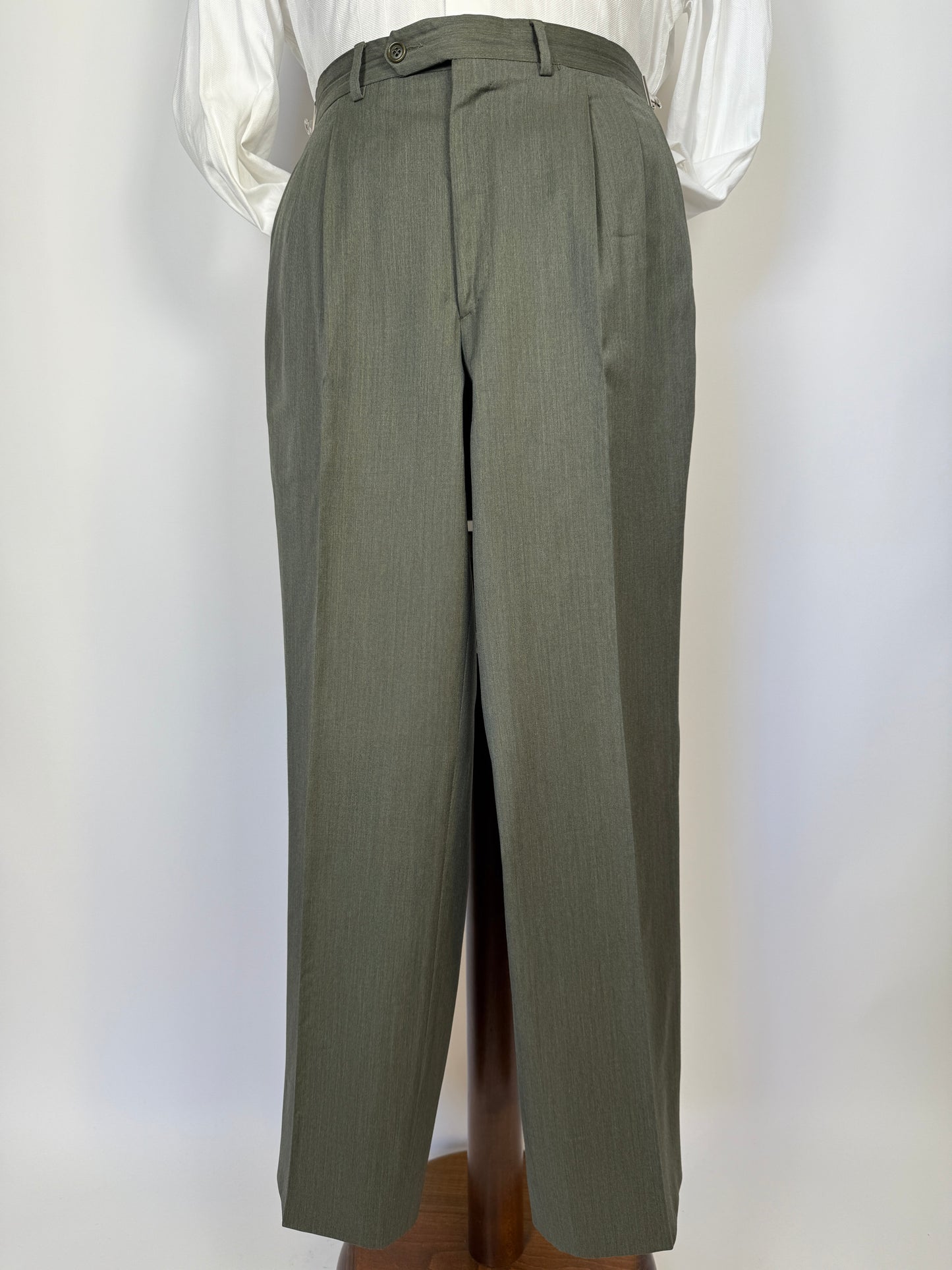 Completo anni ‘80 in lana pettinata verde mélange - tg. 48