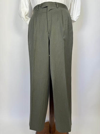 Completo anni ‘80 in lana pettinata verde mélange - tg. 48