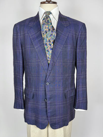 Giacca in lino tartan viola anni '80 - tg. 52