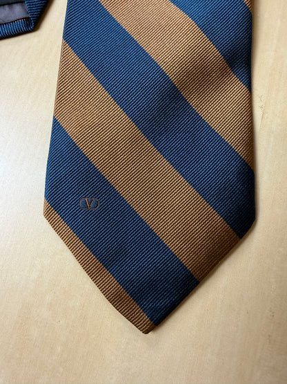 Cravatta Valentino righe blu e marrone