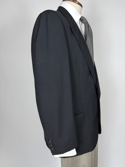 Giacca fresco lana blu mono bottone revers a lancia - tg. 50/52 corta
