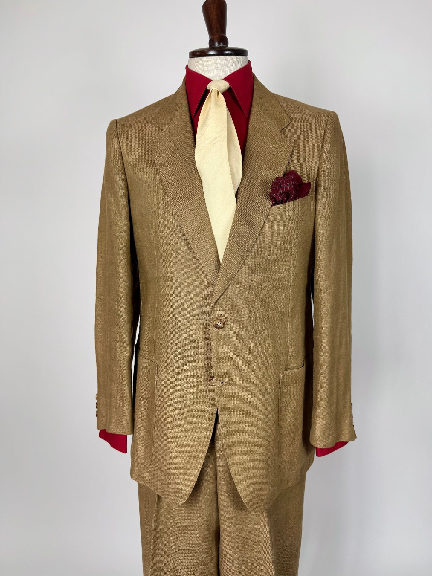 Completo anni '70 misto lino color corda - tg. 50