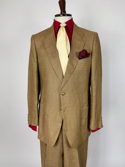 Completo anni '70 misto lino color corda - tg. 50